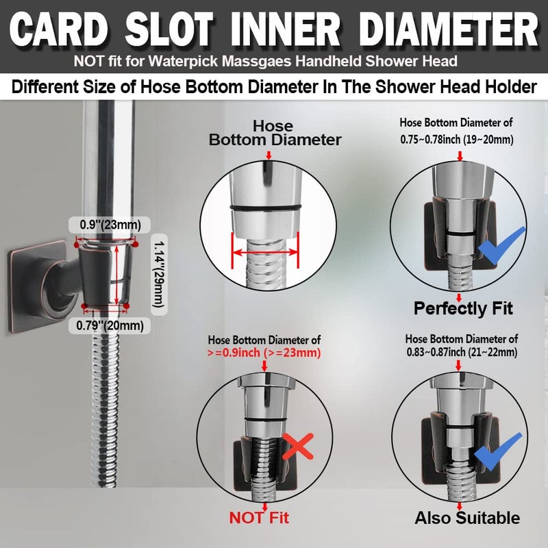 YDmeet Shower Head Holder Adjustable Handheld Shower Head Bracket Adhesive Shower Wall Mount Holder Brass Shower Wand Holder Oil-Rubbed Bronze, Glue Installation - Image 4